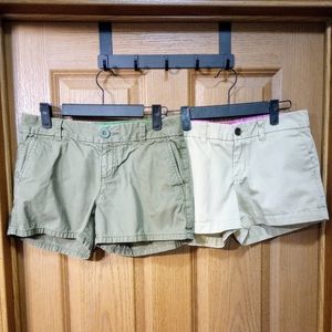 Old Navy and Merona 2 pair bundle women's size 2 khaki and olive green shorts